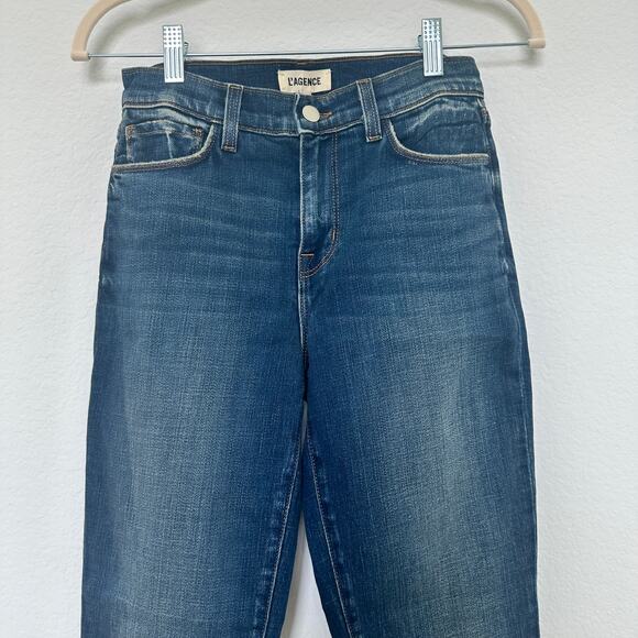 NWT L'AGENCE Sada Slim Leg Cropped Jeans Sz 25 Dark Wash Casual Luxe‎ Parisian - Picture 4 of 9